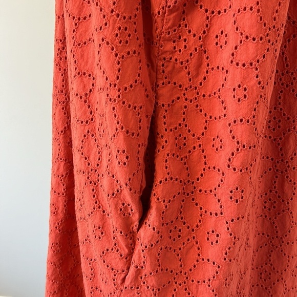 MADEWELL Eyelet Ruffle Sleeve Mini Dress Fresh Chili Orange Cap Sleeve Sz L - Picture 7 of 16
